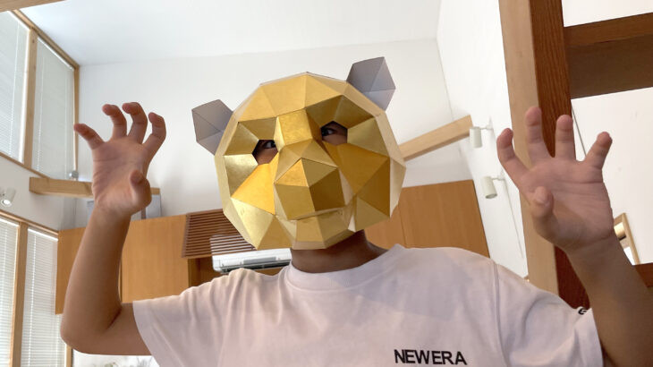 ペーパークラフトで黄金の3Dクマさんマスクを作る！